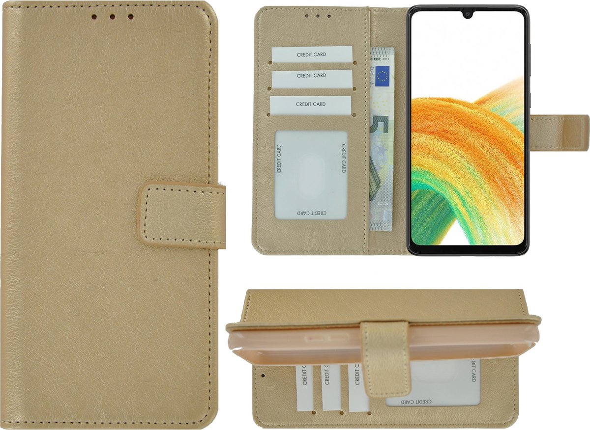 MoDo hoesje Geschikt voor Samsung Galaxy A33 5G - Kunstleer Book Case - Goud