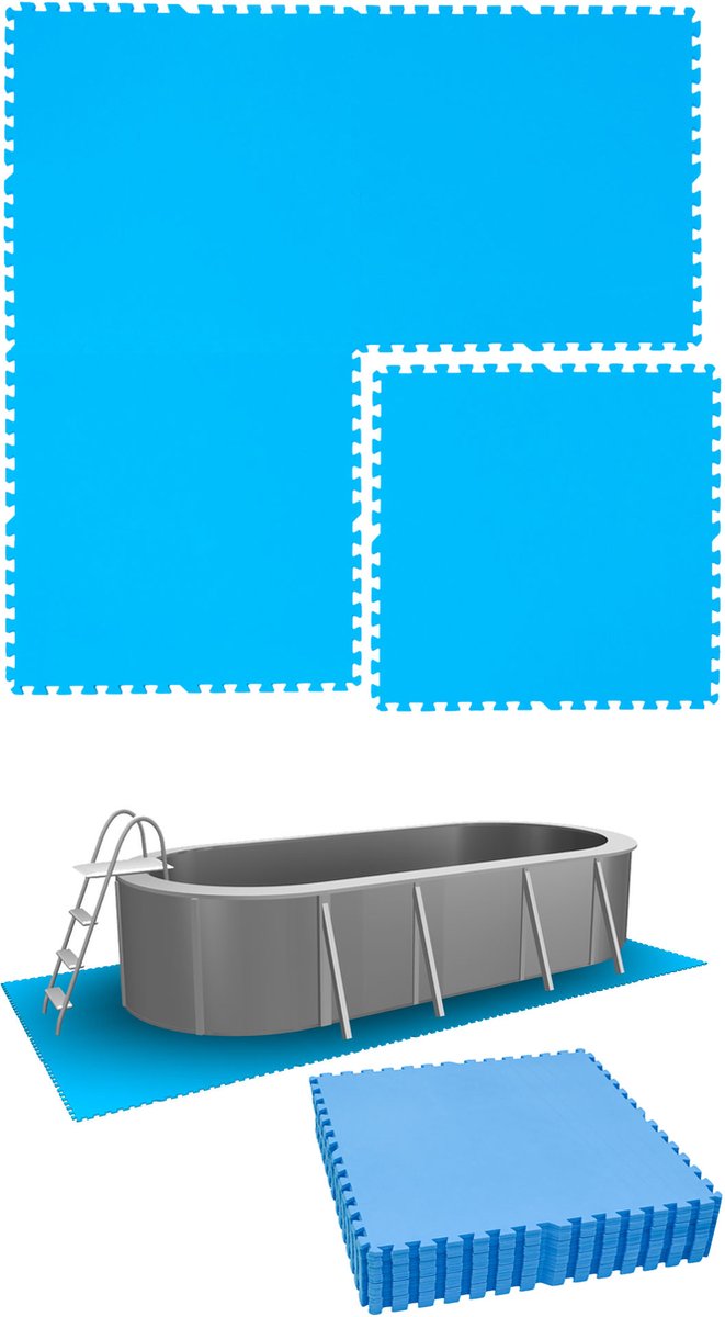 10.1 m² poolmat - 16 EVA schuim matten 81x81 outdoor poolpad - ondermatten set