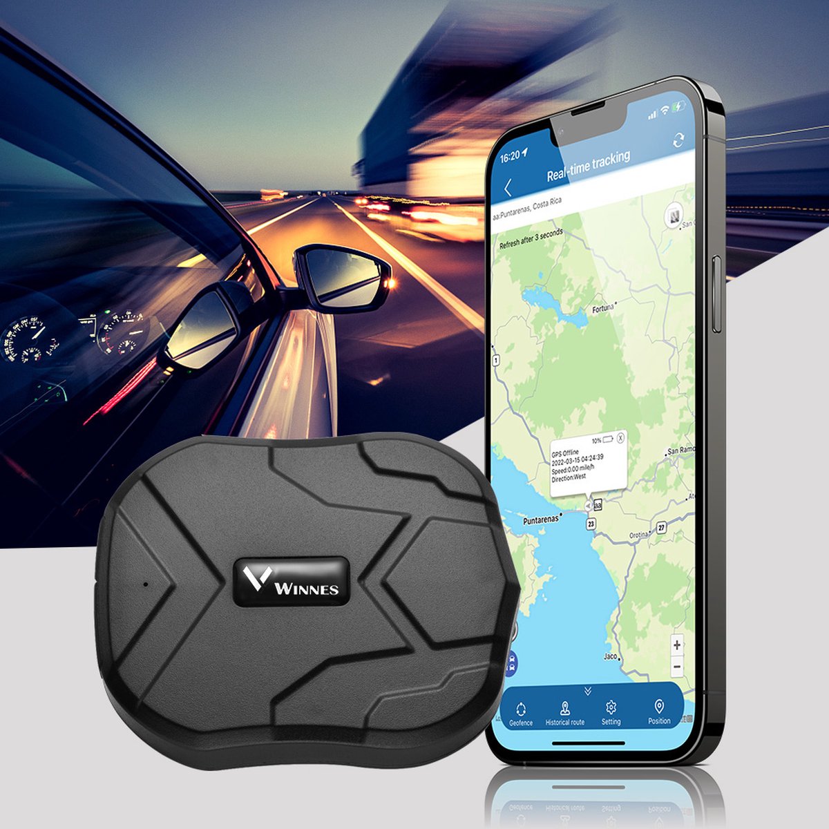 Goneryl Koloniaal Gevlekt Winnes GPS Tracker-Magnetisch Waterdicht 5000mAh-Realtime volgen via  sms/app/webplatform | bol.com