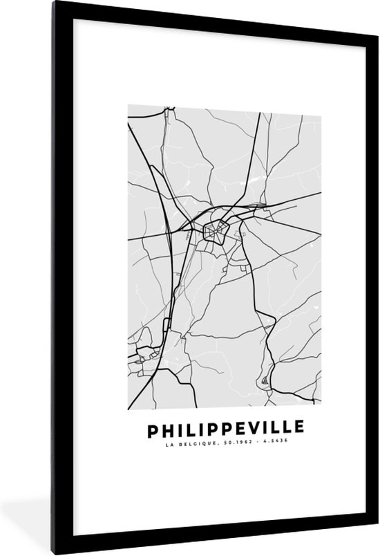 Fotolijst Incl Poster Zwart Wit Kaart Plattegrond Stadskaart Philippeville Bol Com