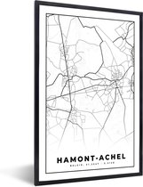 Fotolijst incl. Poster Zwart Wit- Kaart – Plattegrond – Stadskaart – Hamont Achel – België – Zwart Wit - 20x30 cm - Posterlijst