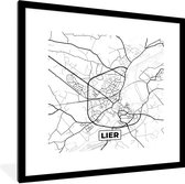 Cadre photo avec affiche Zwart Wit- Zwart Wit - België - Carte - Plan de ville - Carte - Lierre - 40x40 cm - Cadre pour affiche
