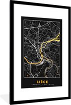 Fotolijst incl. Poster - Kaart - Liège - Goud - Plattegrond - Stadskaart - 60x90 cm - Posterlijst