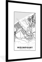 Affiche Zwart Wit - Carte – Nieuport – Zwart Wit – Plan de ville - Carte - België - 60x90 cm