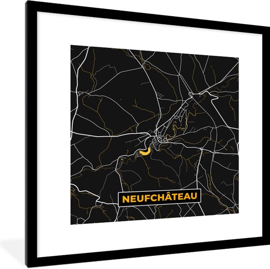 Fotolijst incl. Poster - Neufchâteau - Kaart - Goud - Stadskaart - Plattegrond - 40x40 cm - Posterlijst