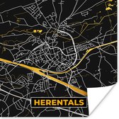 Poster Plattegrond - Herentals - Stadskaart - Kaart - Goud - 50x50 cm