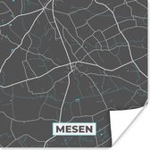 Poster Stadskaart – Grijs - Kaart – Mesen – België – Plattegrond - 30x30 cm