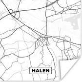 Poster Kaart – Plattegrond – Stadskaart – Halen – België – Zwart Wit - 30x30 cm