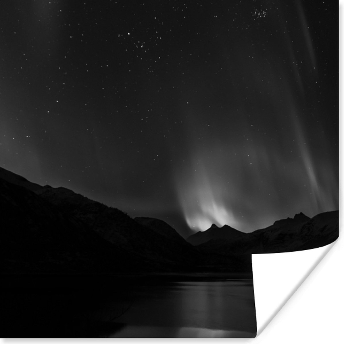 Poster Bergen - Noorderlicht - Ruimte - 75x75 cm