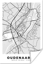 Affiche Zwart Wit – België – Carte – Plan de Ville – Carte – Oudenaarde - 60x90 cm
