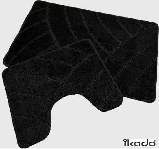 Ikado Badmat set klassiek zwart 60 x 100 cm + 50 x 60 cm