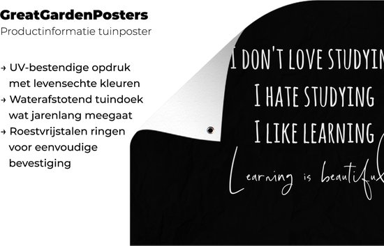 Décoration de jardin Citation - Étude - Amour - 60x40 cm - Affiche de jardin - Toile de jardin