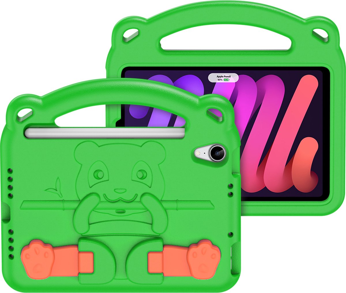 Apple iPad mini 6 (8.3 Inch) Hoes - Schokbestendige case met handvat - Panda Series - Groen