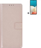 MoDo hoesje Geschikt voor Samsung Galaxy A53 5G - Kunstleer Book Case - Rose goud hoesje met screenprotector