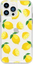 Fooncase Hoesje Geschikt voor iPhone 13 Pro - Shockproof Case - Back Cover / Soft Case - Lemons / Citroen / Citroentjes