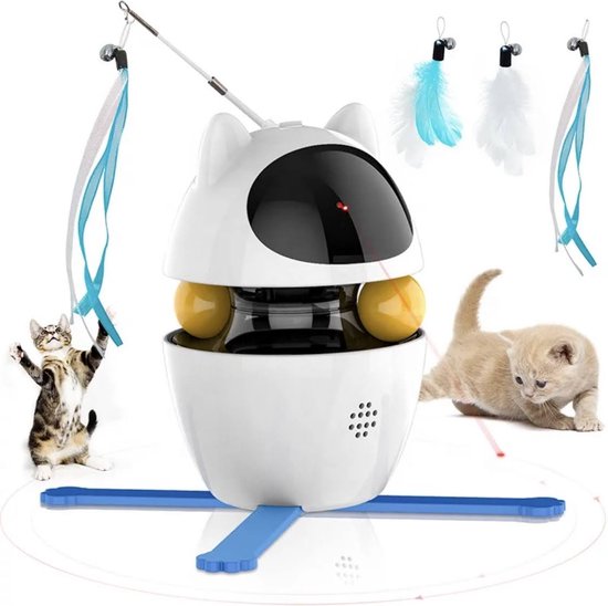 pijnlijk Roei uit Alvast Kattenspeeltje met laser, veertjes in Wit, 4 in 1 Electrisch |bewegend... |  bol.com