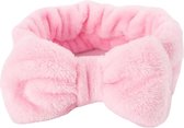 Make-Up Haarband - Hoofdband - Cosmetische Haarband - Fleece Haarband - Met Strik - Roze