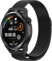 Stalen, Milanees Smartwatch bandje - Geschikt voor Strap-it Huawei Watch GT Runner Milanese band - zwart - GT Runner - 22mm - Strap-it Horlogeband / Polsband / Armband