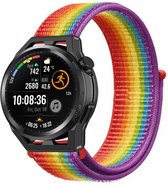 Nylon Smartwatch bandje - Geschikt voor Strap-it Huawei Watch GT Runner nylon band - regenboog - GT Runner - 22mm - Strap-it Horlogeband / Polsband / Armband