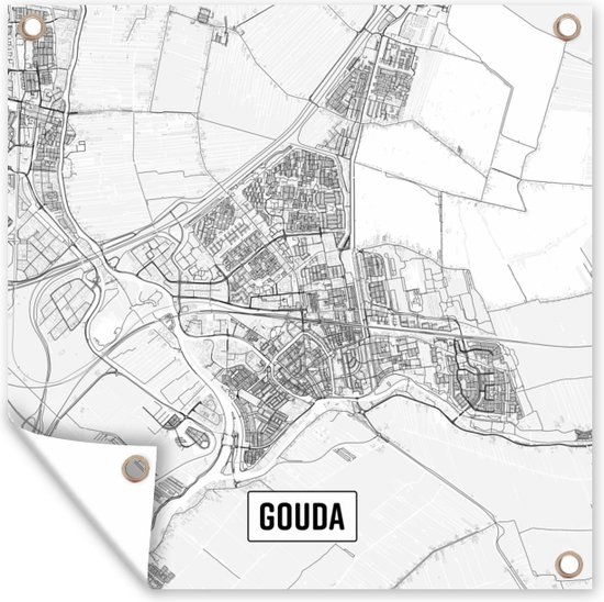 Carte de la ville affiche de jardin Gouda en vrac - Carte 100x100 cm - Toile de jardin / Toile d'extérieur / Peintures pour l'extérieur (décoration de jardin)