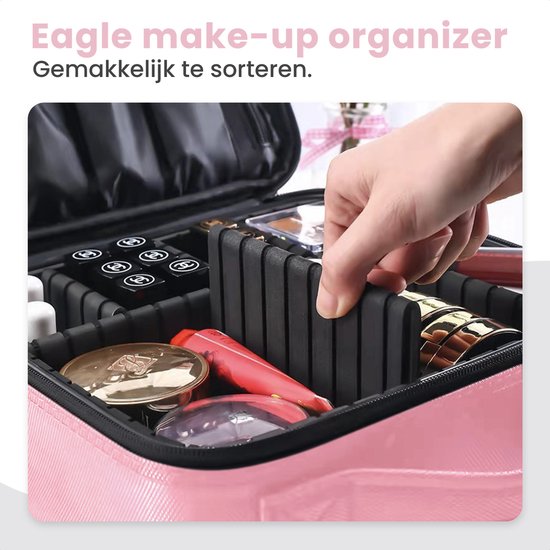 Eagle Make-up Organizer - Make-up Koffer - Verstelbare Vakken - Beautycase - Multifunctioneel - Make-up Tas - Reisformaat - Eagle Home & Lifestyle