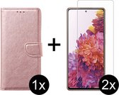 Samsung S22 Plus Hoesje - Samsung Galaxy S22 Plus hoesje bookcase rose goud wallet case portemonnee hoes cover hoesjes - 2x Samsung S22 Plus screenprotector