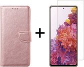 Samsung S22 Hoesje - Samsung Galaxy S22 hoesje bookcase rose goud wallet case portemonnee hoes cover hoesjes - 1x Samsung S22 screenprotector