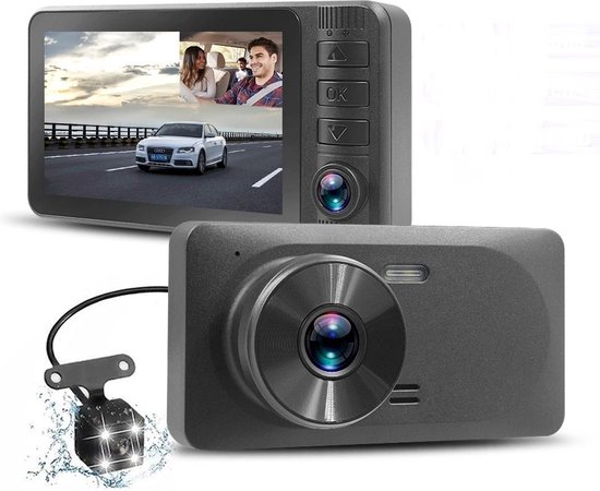 Dashcam voiture Full HD 1080P Caméra Avant et arrière étanche