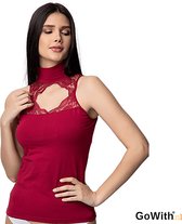 Body met kanten hals voor dames | Ondergoed voor dames | Onderhemd voor dames | Kleur: bordeaux | Maat: XL