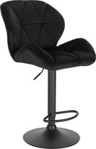 Kamyra® Industriële Velvet Barkruk - Barstoelen met Rugleuning - Verstelbare Zithoogte 60 - 82 cm – Zwart 50 x 40 cm