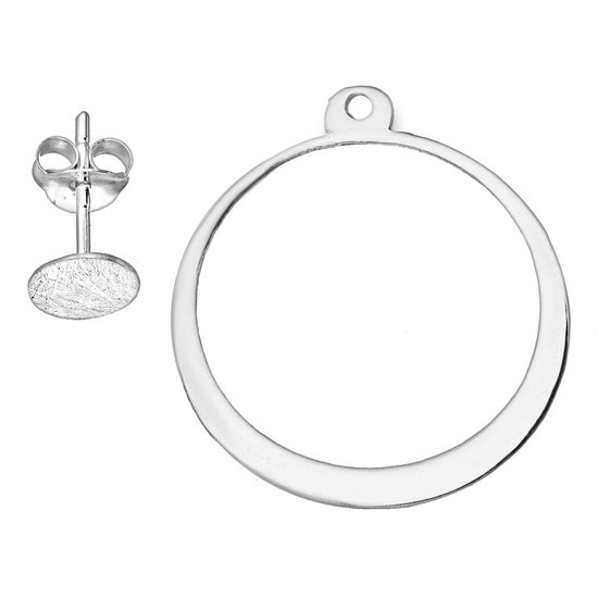 EAR IT UP - Boucles d'oreilles d'oreilles - Cercle - Mat - Veste - Boucles d'oreilles Push back stud - Argent 925 - 27 x 22 mm - 1 paire