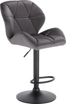 Kamyra® Industriële Velvet Barkruk - Barstoelen met Rugleuning - Verstelbare Zithoogte 60 - 82 cm – Donker Grijs 50 x 40 cm