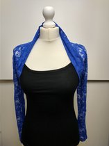 Dames kanten banned bolero top Lynn met lange mouwen royal blue koningsblauw maat S