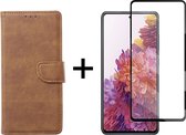 Samsung S22 Hoesje - Samsung Galaxy S22 hoesje bookcase bruin wallet case portemonnee hoes cover hoesjes - Full Cover - 1x Samsung S22 screenprotector