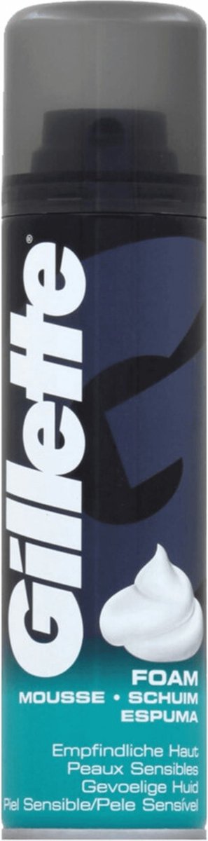 Gillette Basic Gevoelige Huid Scheerschuim Mannen – 6x200ml Voordeelverpakking