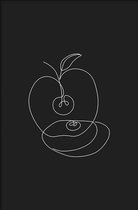 Walljar - Apple Line Art - Muurdecoratie - Poster met lijst