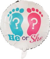 Boy or Girl ballon - 45x45cm - Ballonnen - Baby Shower - Feest - Thema feest - Helium ballon - She - He - Folie ballon -