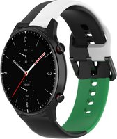 Siliconen Smartwatch bandje - Geschikt voor Strap-it Amazfit GTR 2 triple sport band - zwart-wit-groen - GTR 2 - 22mm - Strap-it Horlogeband / Polsband / Armband
