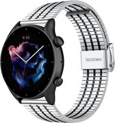 Stalen Smartwatch bandje - Geschikt voor  Amazfit GTR 3 - Pro roestvrij stalen band - zilver/zwart - GTR 3 & GTR 3 Pro - Strap-it Horlogeband / Polsband / Armband