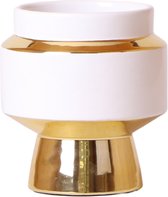 Kolibri Home | Le Chic bloempot - Witte keramieken sierpot met gouden details - potmaat Ø9cm