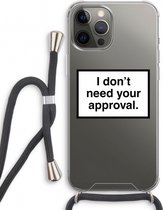 Case Company® - iPhone 12 Pro hoesje met Koord - Don't need approval - Telefoonhoesje met Zwart Koord - Extra Bescherming aan alle Kanten en Over de Schermrand