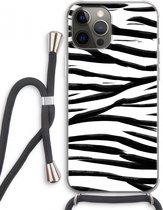 Case Company® - iPhone 12 Pro Max hoesje met Koord - Zebra pattern - Telefoonhoesje met Zwart Koord - Extra Bescherming aan alle Kanten en Over de Schermrand