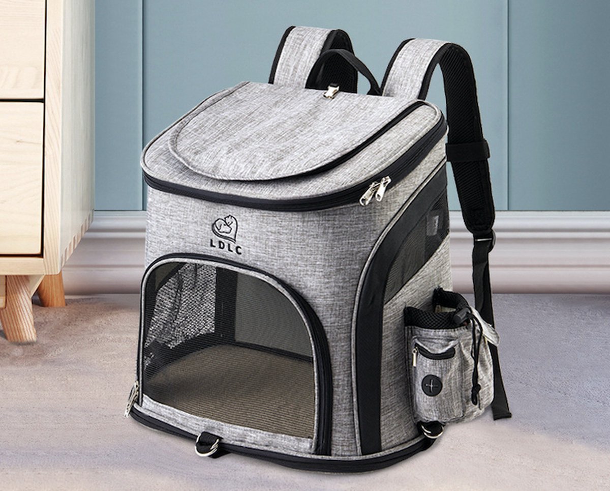 Bol.com Draagtas en Rugzak (M) voor dieren - katten en honden - Zwart/Grijs - Maat M - Huisdier - Transportbox - Pet Carrier - R... aanbieding