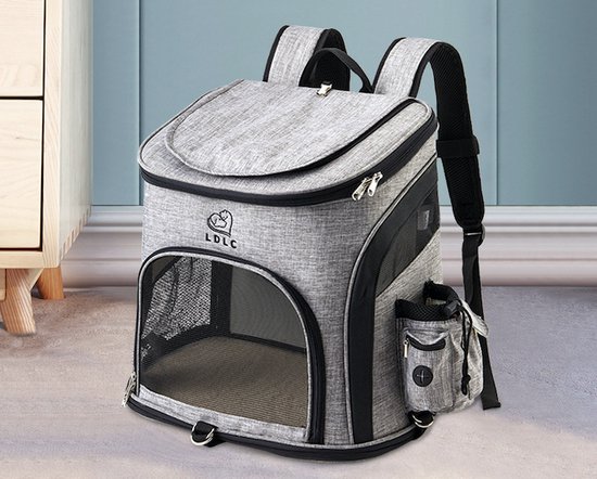 Sac de transport et sac à dos (M) pour animaux - Chats et chiens - Zwart/ Grijs - Taille M - Pet - Pet Carrier - Sac à dos - Sac de voyage