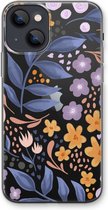 Case Company® - iPhone 13 mini hoesje - Flowers with blue leaves - Soft Cover Telefoonhoesje - Bescherming aan alle Kanten en Schermrand