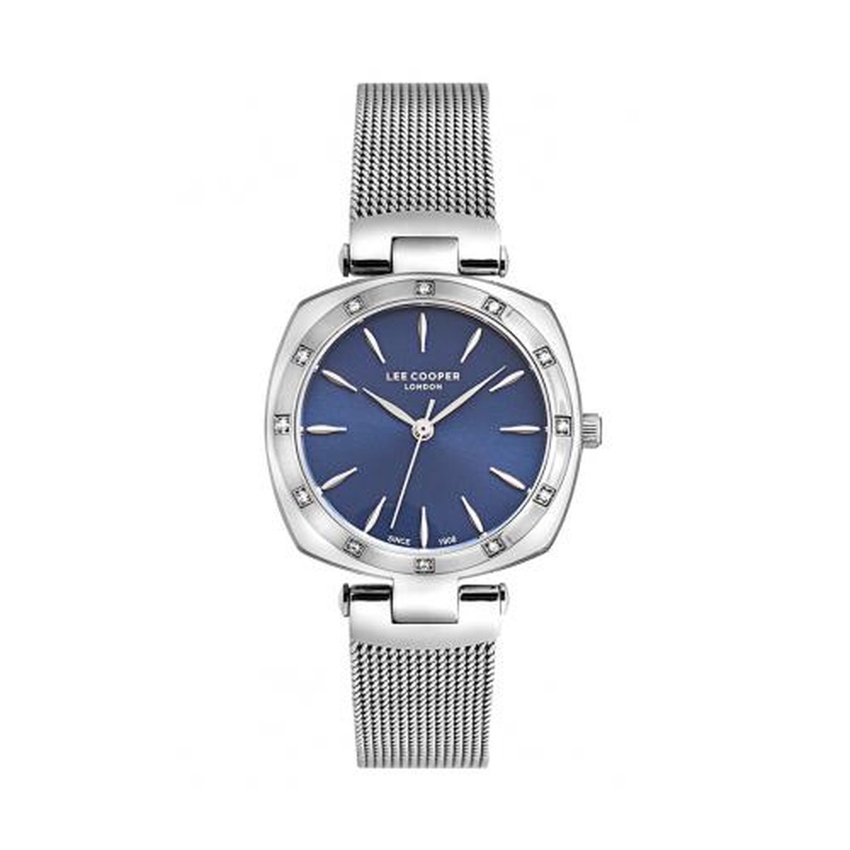 Lee Cooper LC07066.390 - Horloge - Analoog - Dames - Vrouwen - Milanese band - Zilverkleurig - Blauw