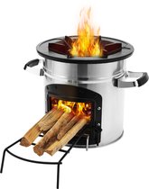 Charcoal Camping Stove - voor buiten koken - Grill - Picknick - BBQ - Rocket Stove - Houtgestookt - met draagtas