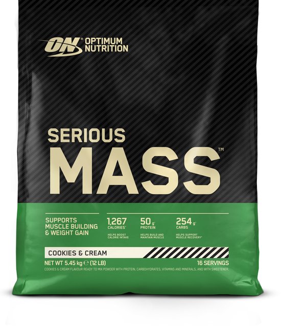 Optimum Nutrition Serious Mass – Cookies & Cream – Mass Gainer – Weight Gainer – 5450 gram (16 servings)