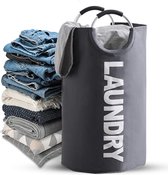 Wonbie Wasmand – Waszak - Laundry basket - Opvouwbare wasmand – 81 Liter - Polyester - Rond - Donkergrijs