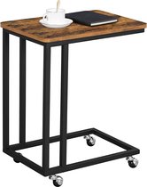A.T. Shop bijzettafel, banktafel, salontafel in industrieel design, maatwerk te uitvoering, stabiel, tafel op wieltjes met metalen onderstel, vintage